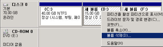 D파티션 볼륨 삭제 확인 메시지