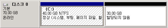 디스크 관리에서 C파티션 우클릭 메뉴 표시